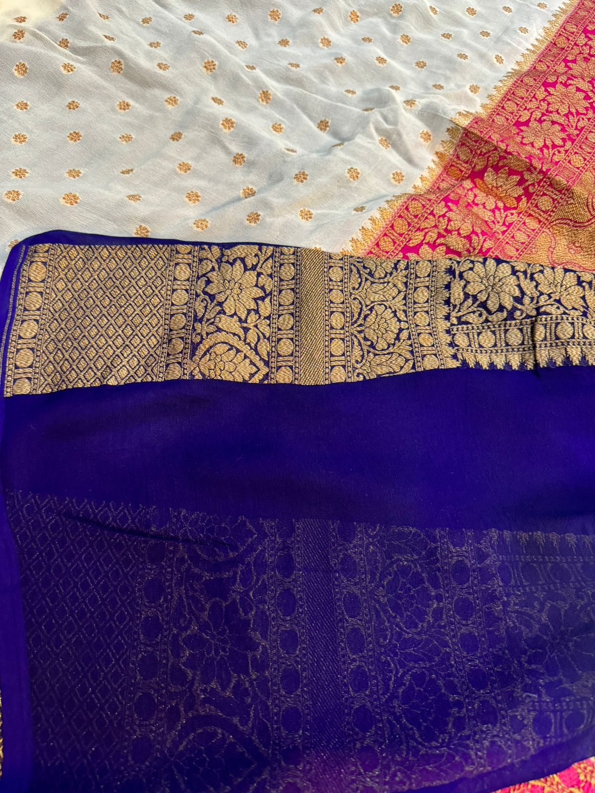 Pure Khaddi Georgette Saree : Antique Zari