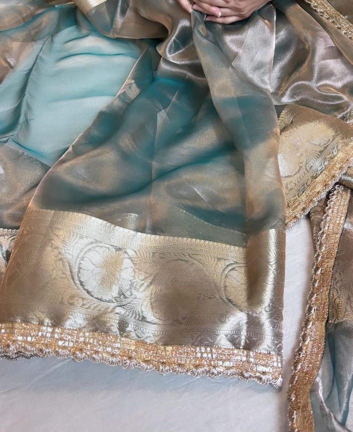 Pure Banarasi Soft Glass Tissue Silk Saree