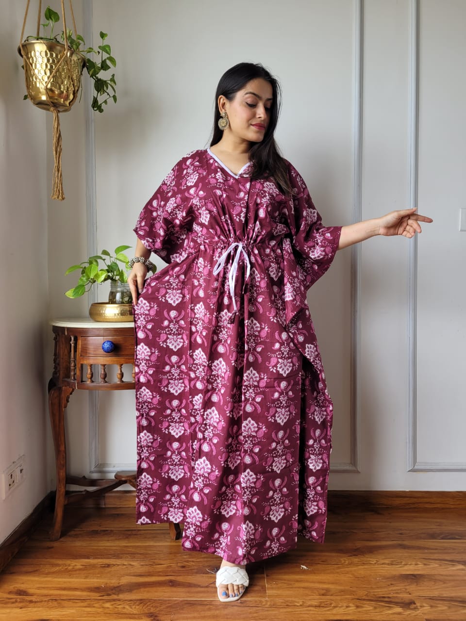 Kaftan : Cotton Printed with Natural Color