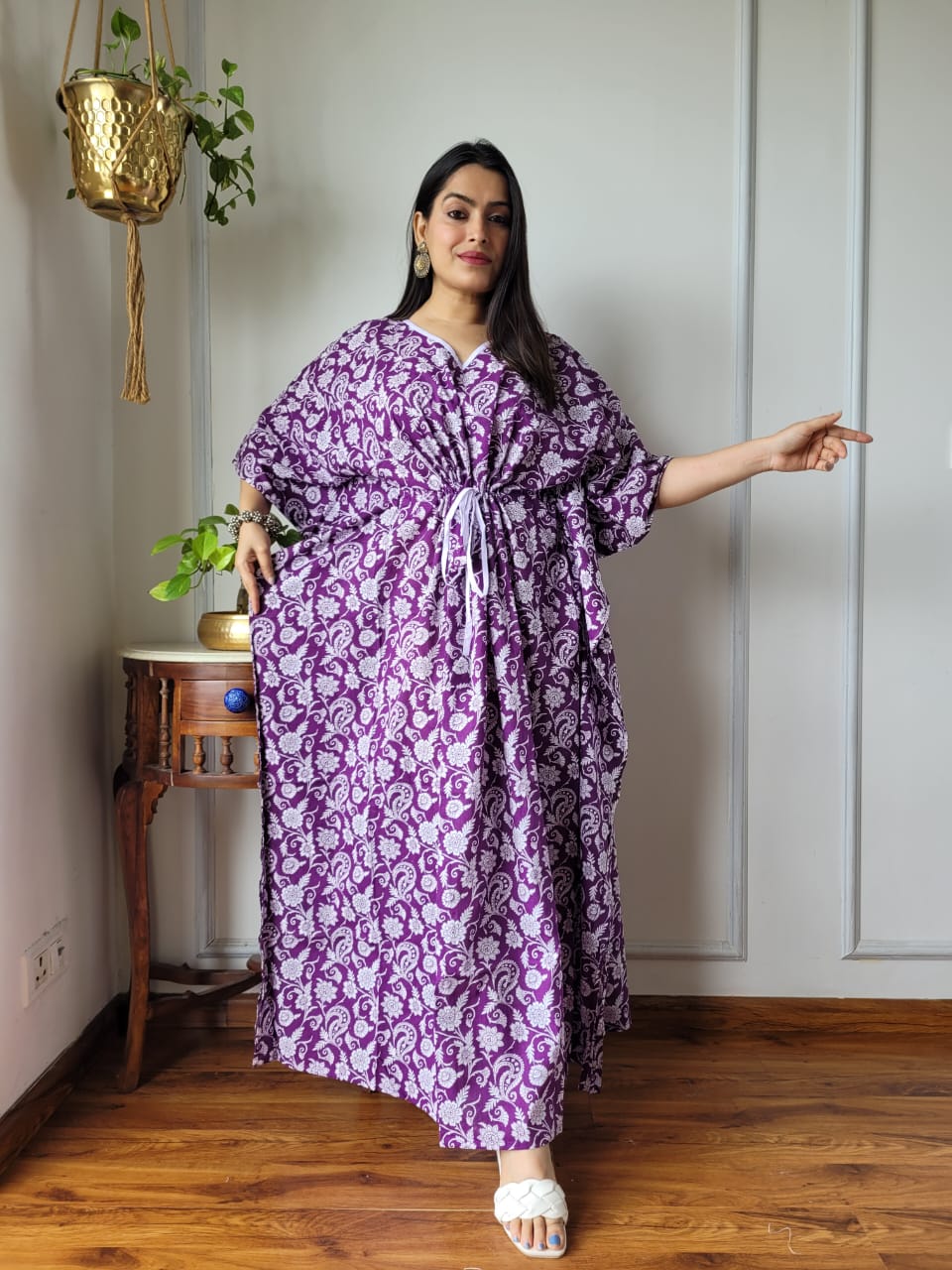 Kaftan : Cotton Printed with Natural Color