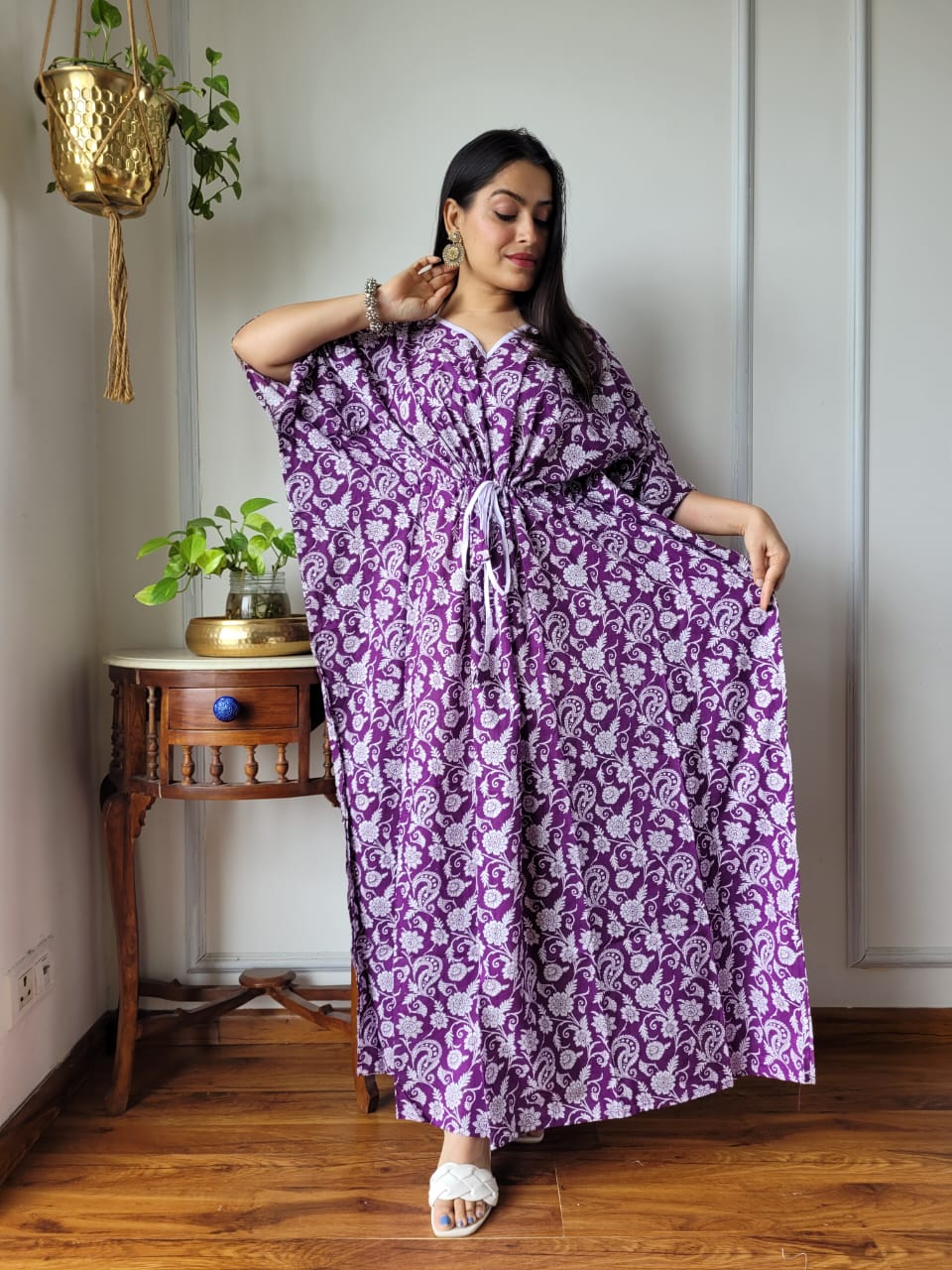 Kaftan : Cotton Printed with Natural Color