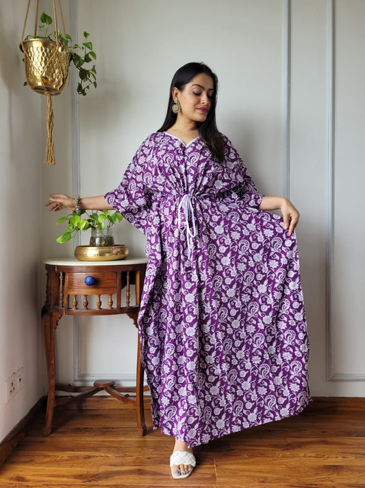 Kaftan : Cotton Printed with Natural Color