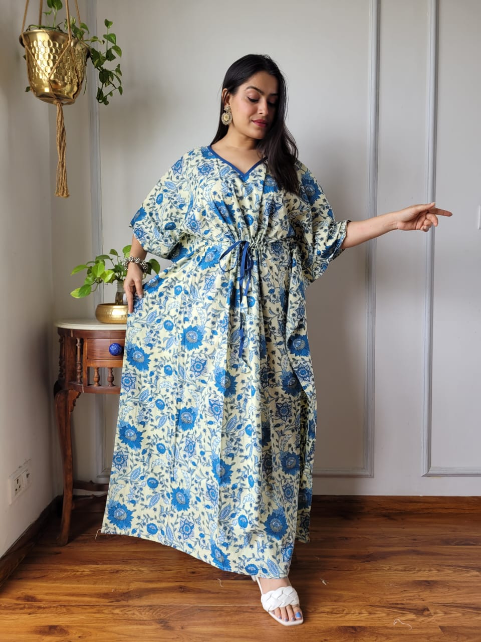 Kaftan : Cotton Printed with Natural Color