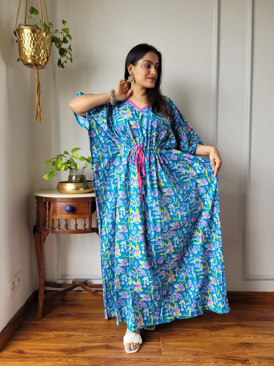 Kaftan : Cotton Printed with Natural Color