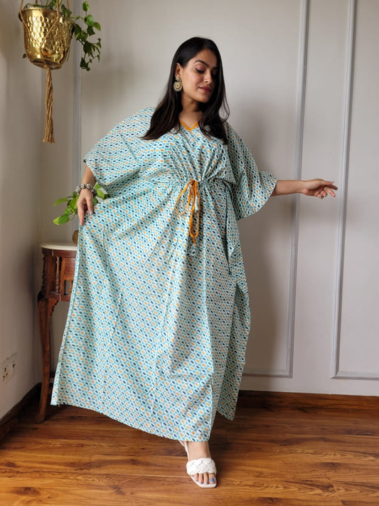 Kaftan : Cotton Printed with Natural Color