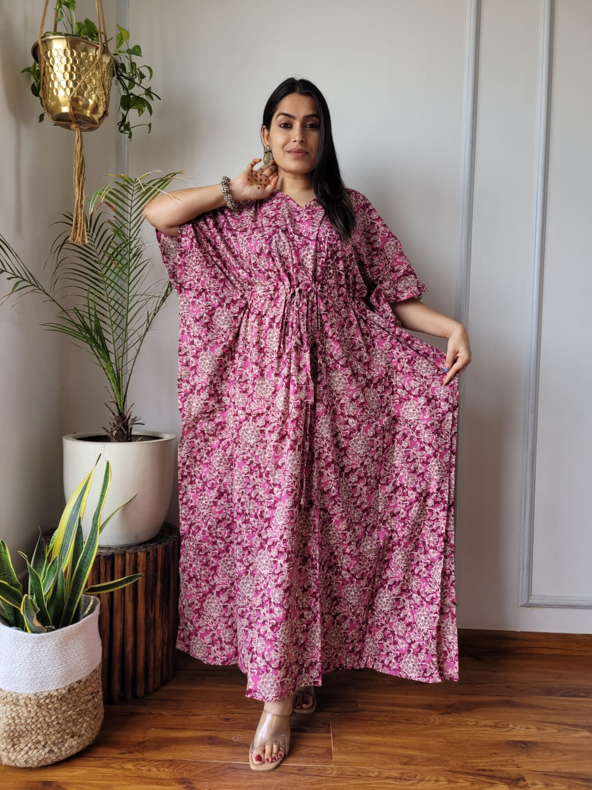 Kaftan : Cotton Printed with Natural Color