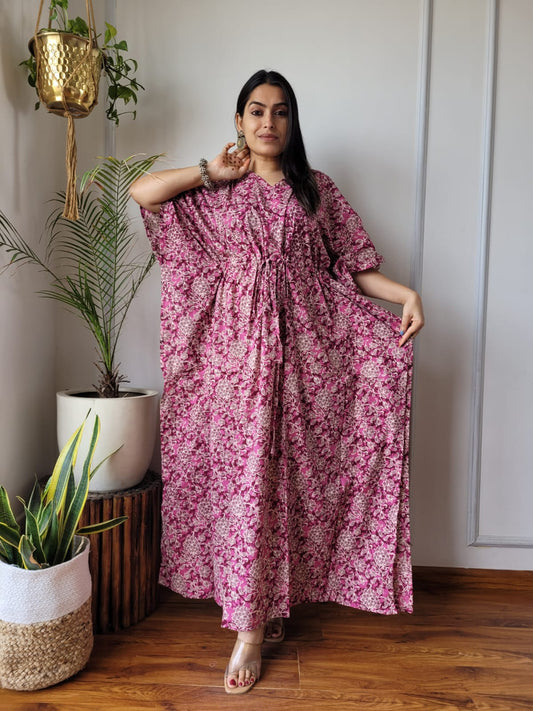 Kaftan : Cotton Printed with Natural Color