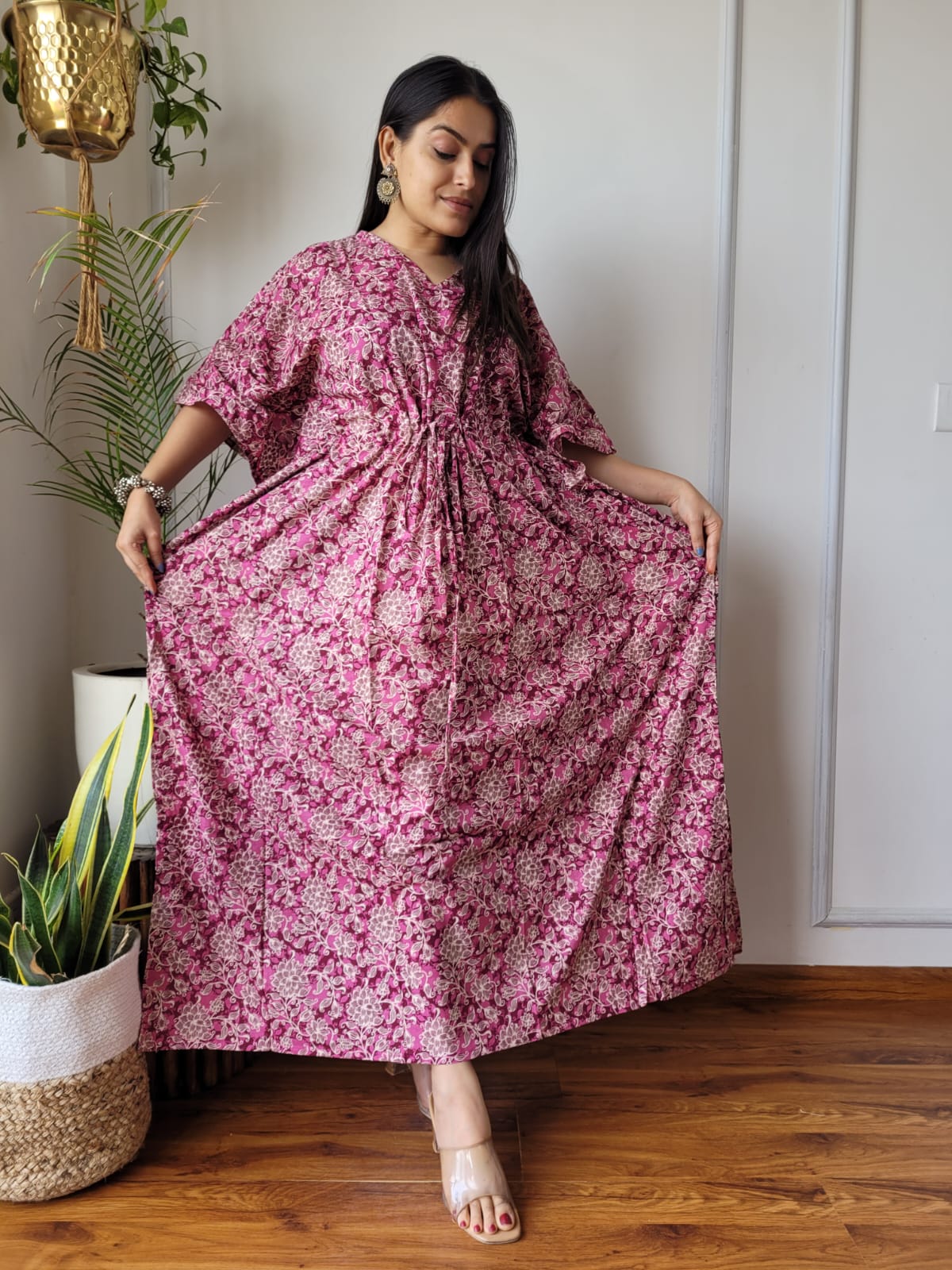 Kaftan : Cotton Printed with Natural Color