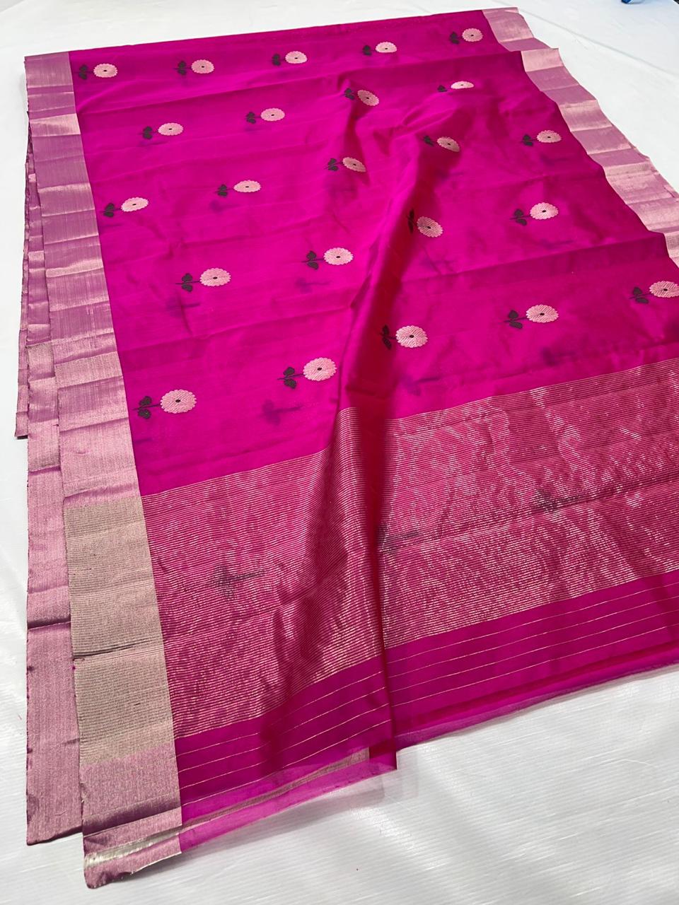 Pure Chanderi Silk Saree : Handloom Woven