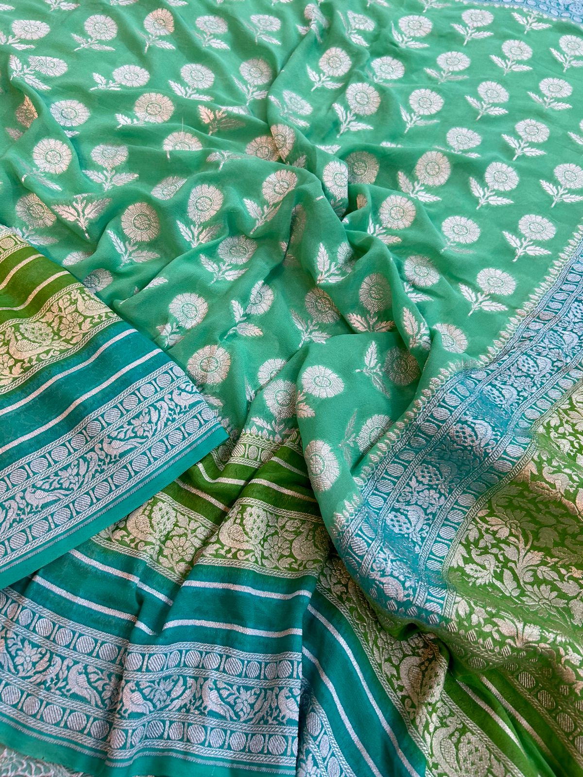 Pure Khaddi Georgette Saree : Rangkat Pattern