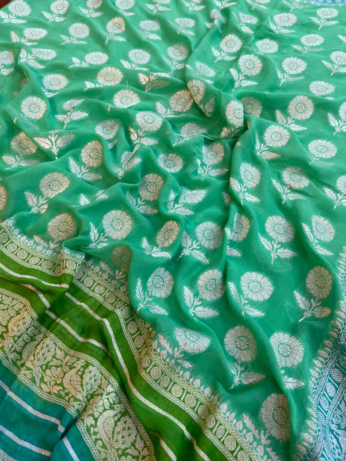 Pure Khaddi Georgette Saree : Rangkat Pattern