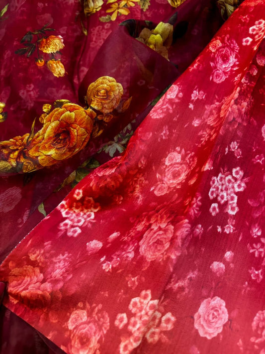 Pure Organza Silk Saree : Digital Print