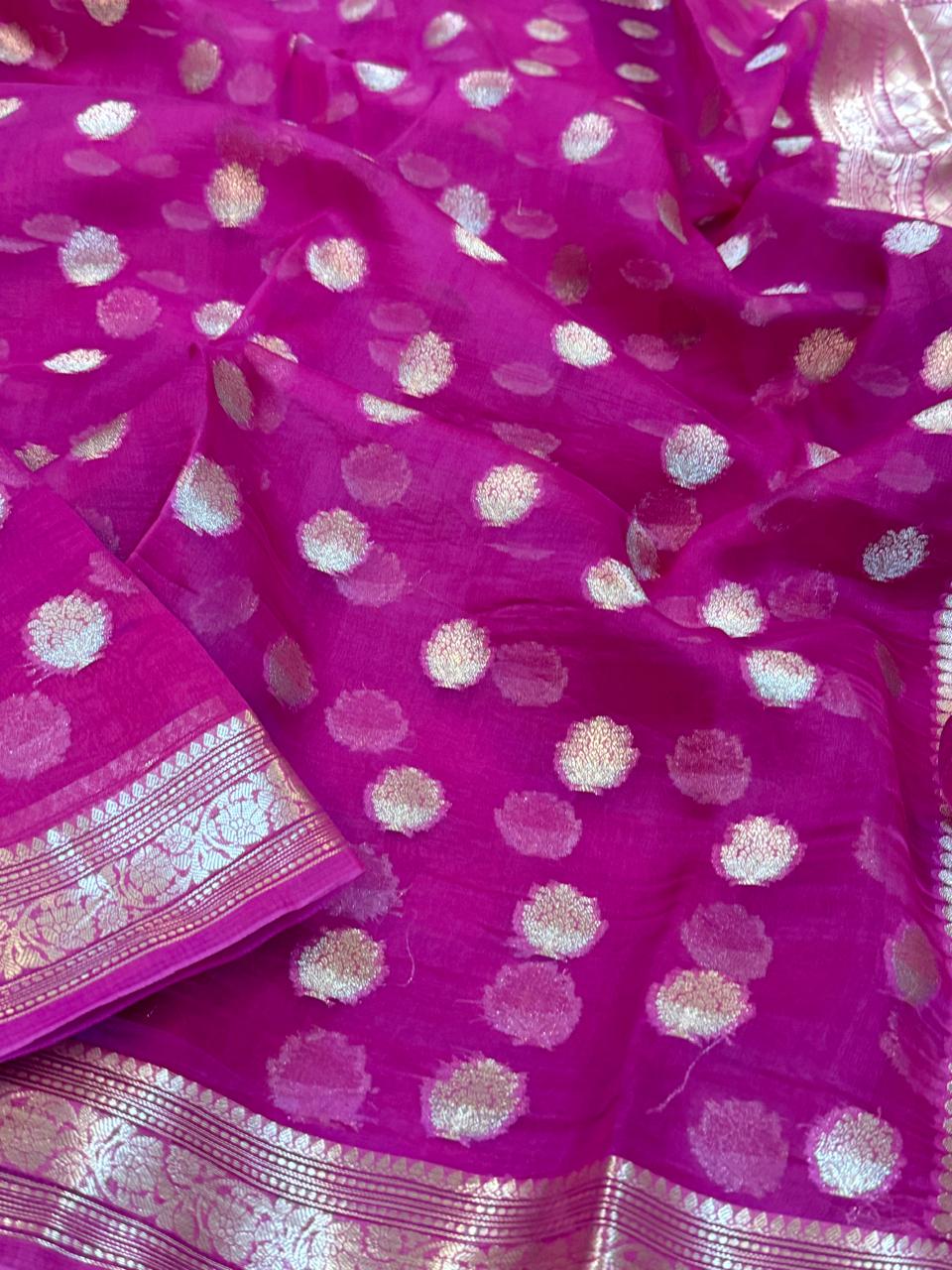 Pure Kora Silk Saree : Silver Zari