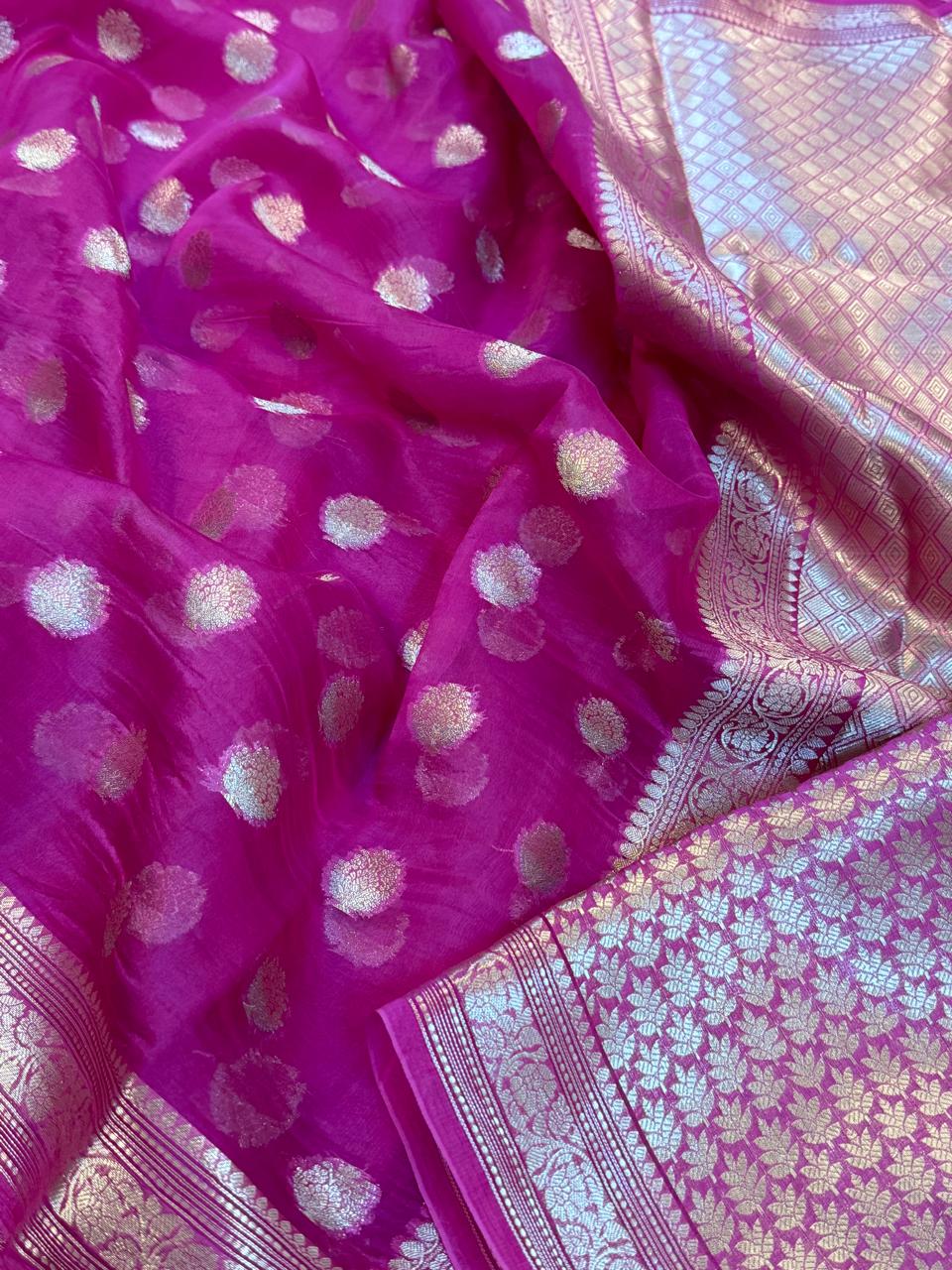 Pure Kora Silk Saree : Silver Zari