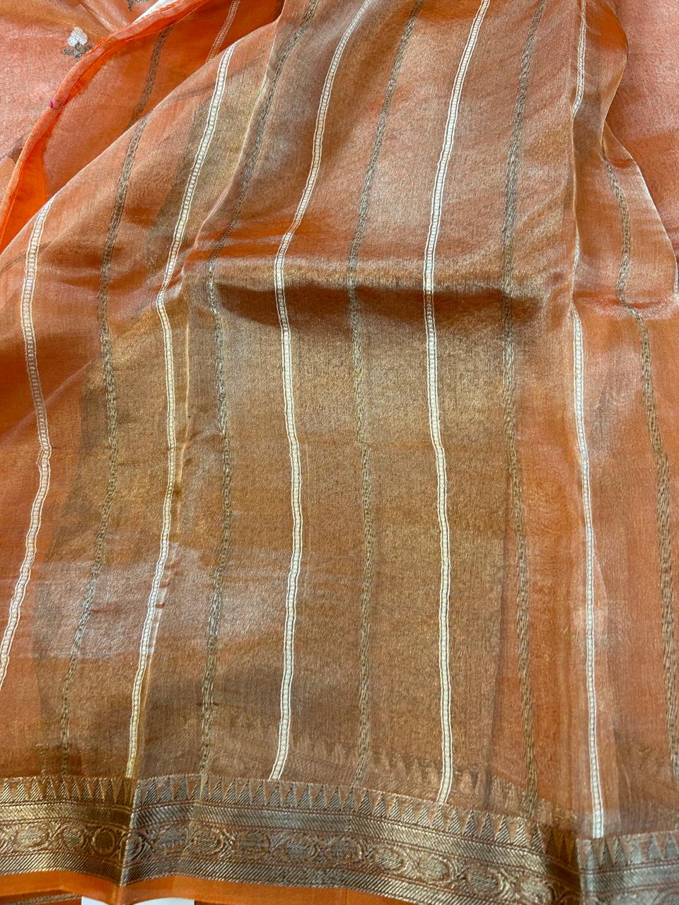 Pure Tissue Silk Saree : Golden & Silver Zari