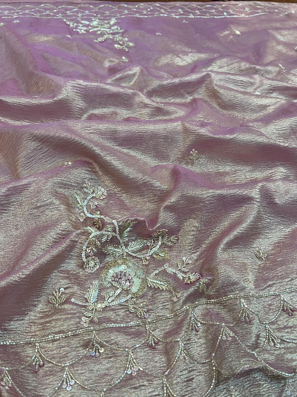 Pure Tissue Silk Saree : Hand Embriodery