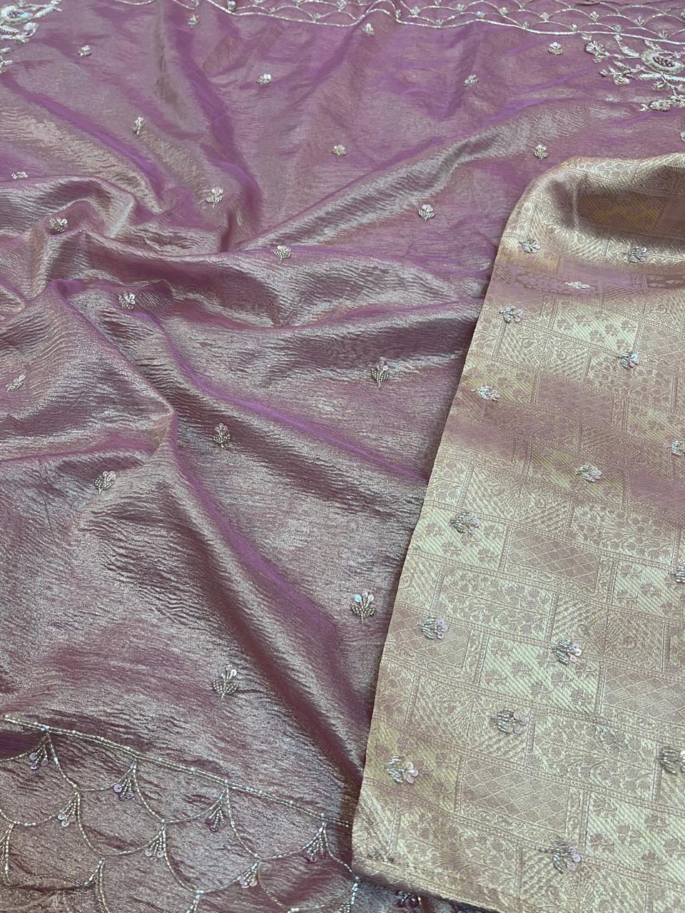 Pure Tissue Silk Saree : Hand Embriodery