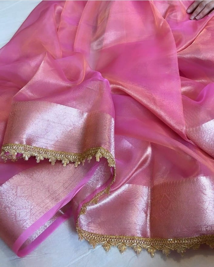 Pure Banarasi Soft Glass Tissue Silk Saree