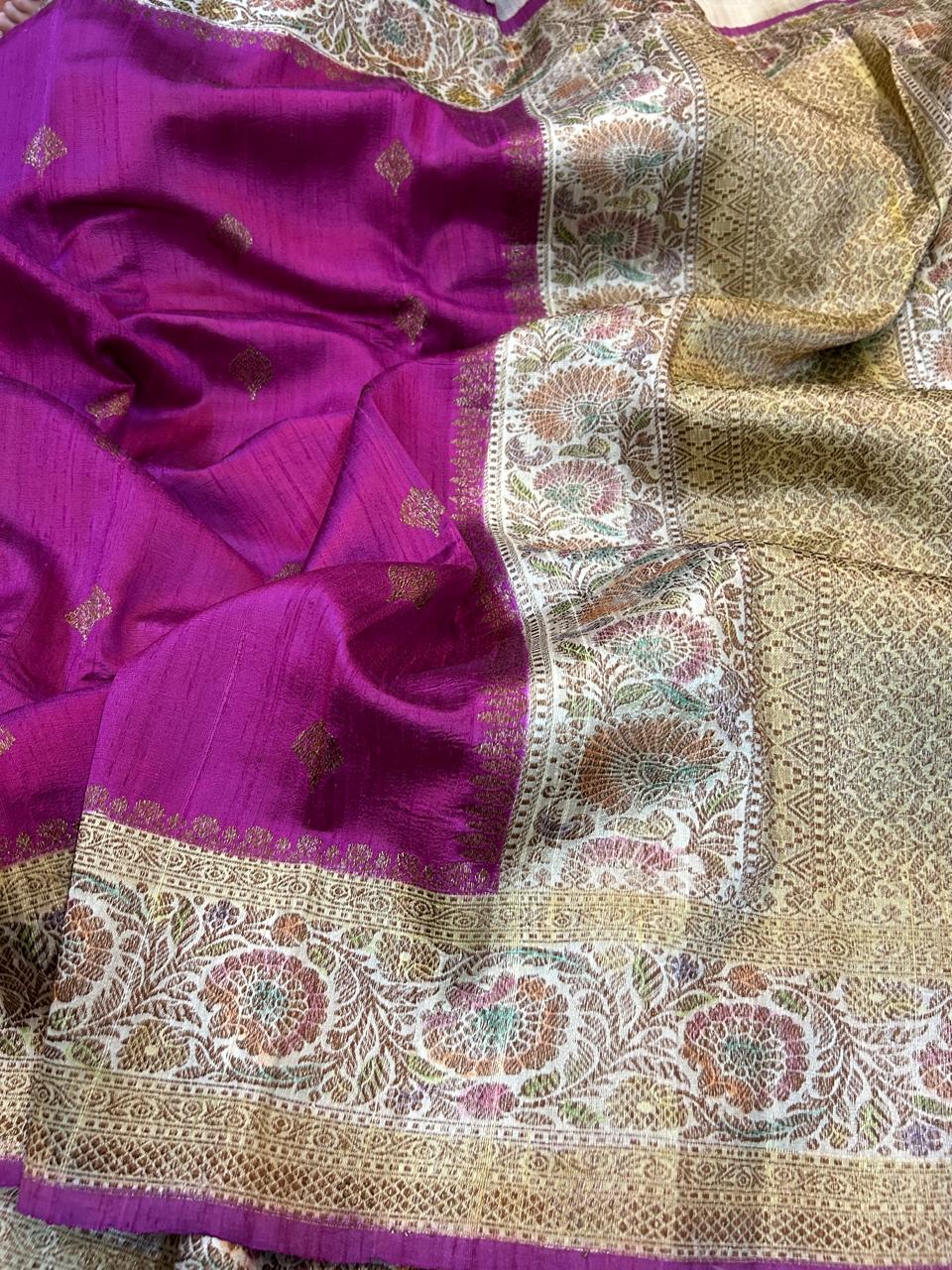 Pure Tussar Silk Saree : Meenakari