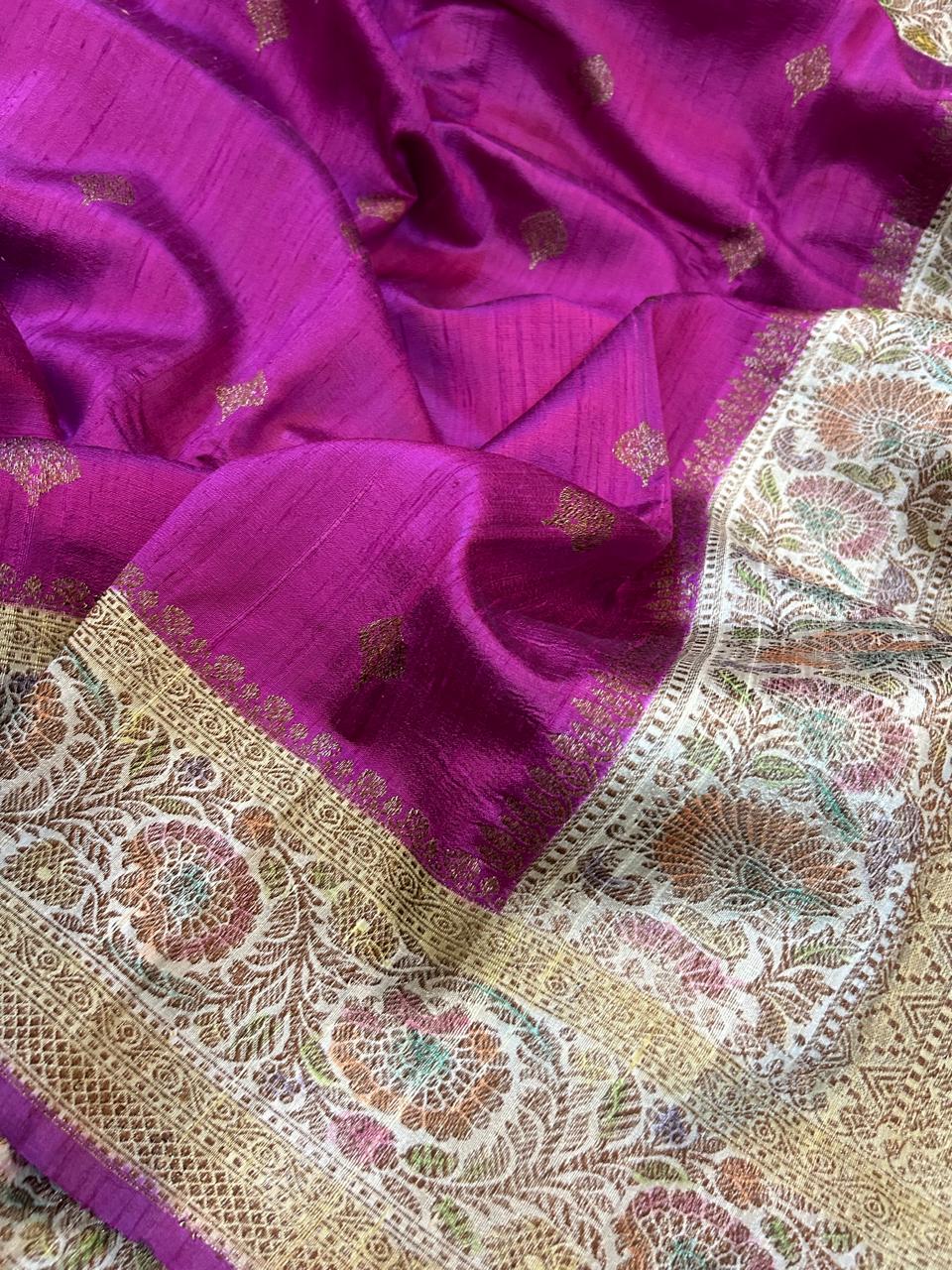 Pure Tussar Silk Saree : Meenakari